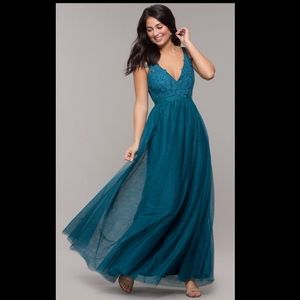 Teal floor length dress